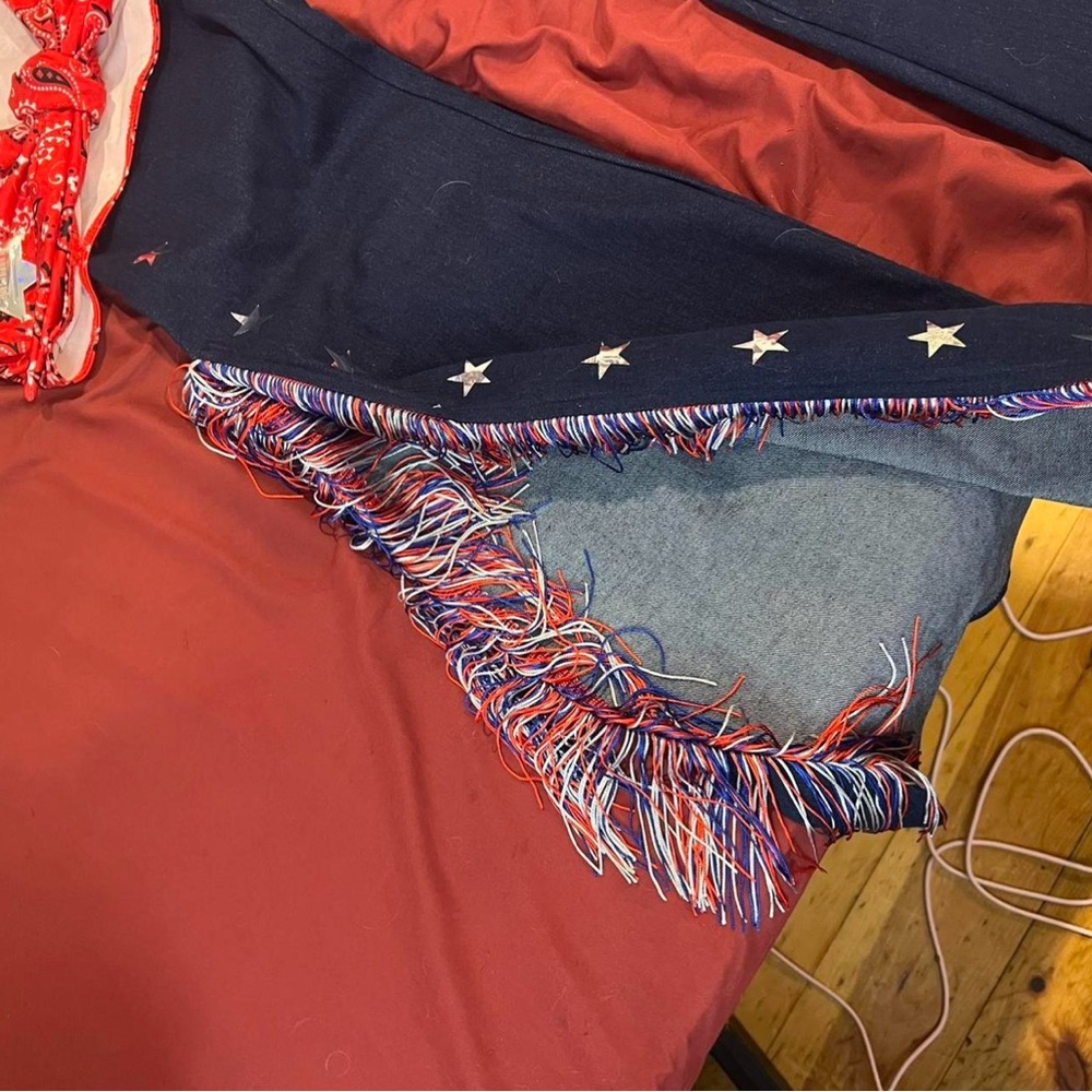 Dolls Kill Red Bandana & Navy Star Fringe Cowgirl Set - Picture 6 of 7